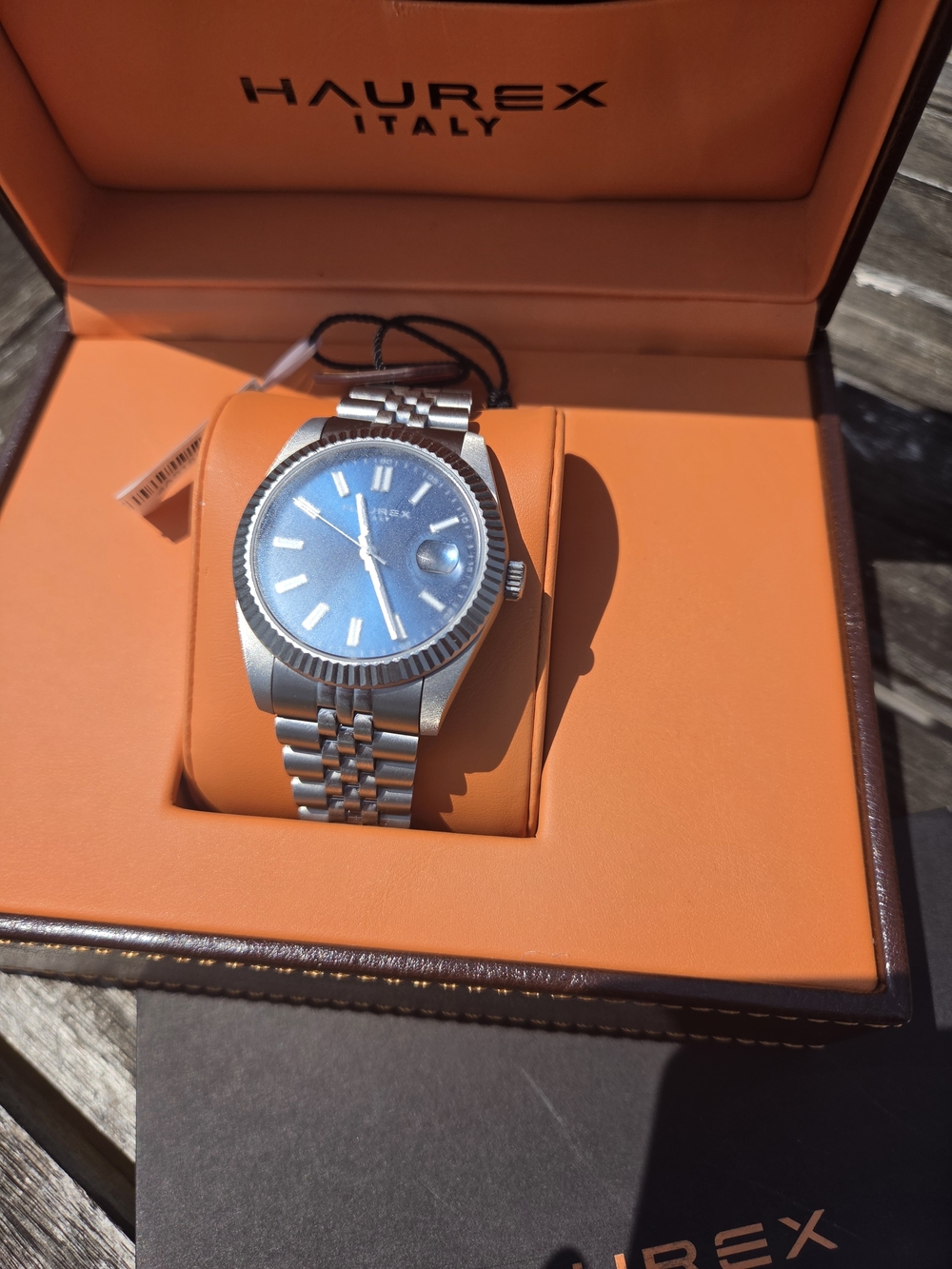 Haurex Men’s Stainless Steel Watch with Blue Dial